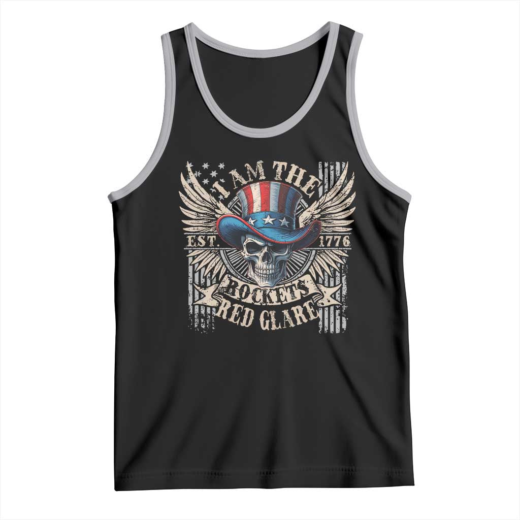 Funny 4th Of July Patriotic Skull Tank Top I Am The Rockets Red Glare EST 1776 TS11 Black Athletic Heather Print Your Wear