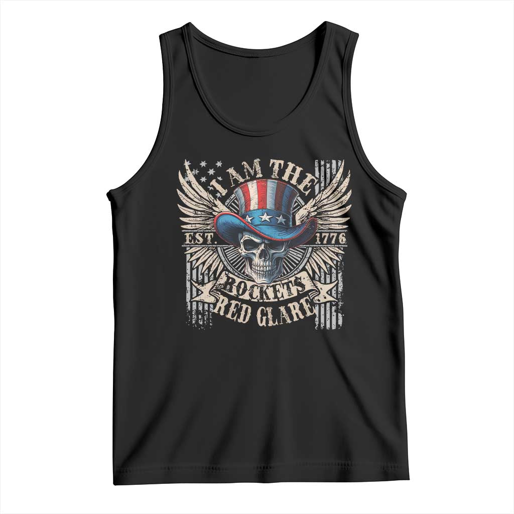 Funny 4th Of July Patriotic Skull Tank Top I Am The Rockets Red Glare EST 1776 TS11 Black Print Your Wear
