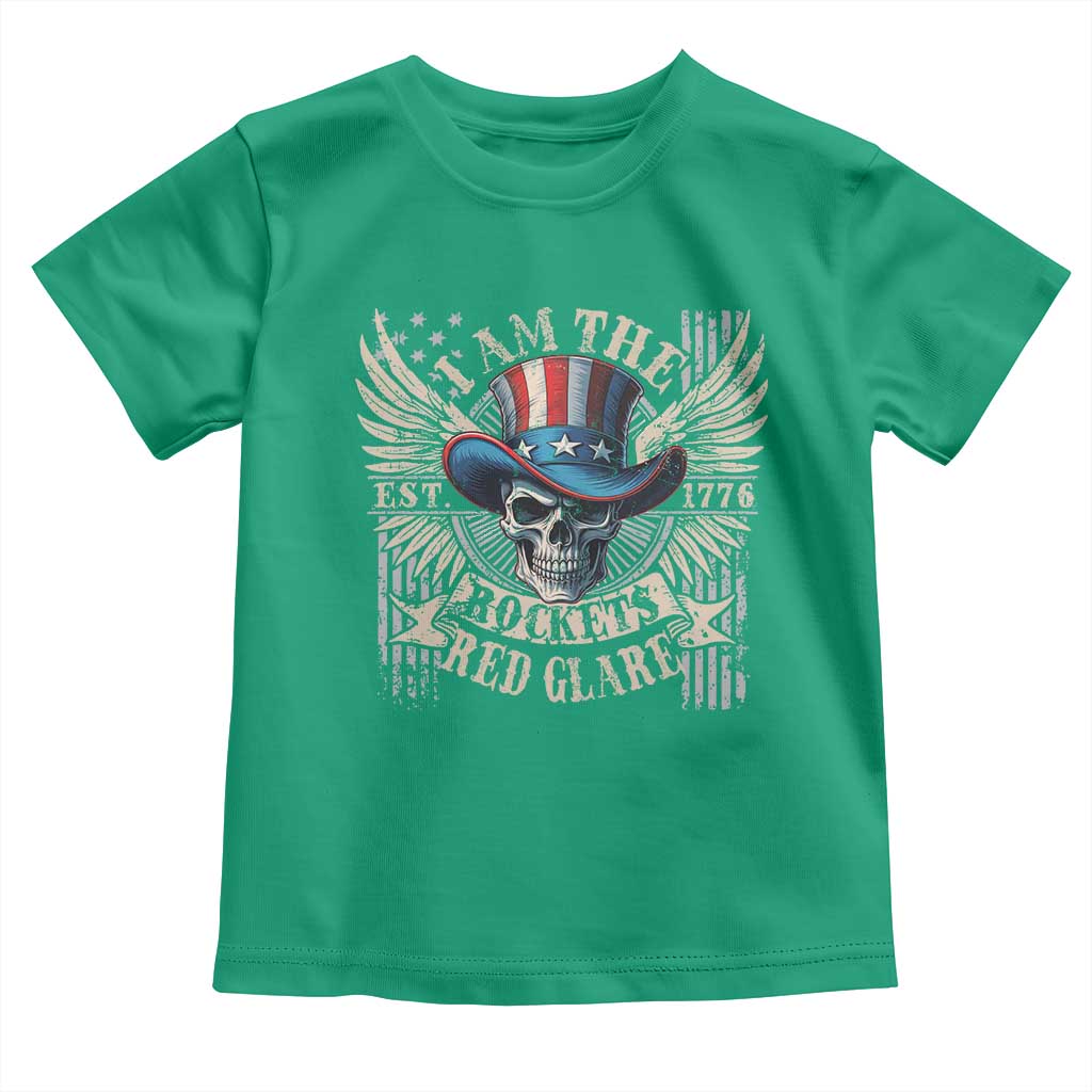 Funny 4th Of July Patriotic Skull Toddler T Shirt I Am The Rockets Red Glare EST 1776 TS11 Irish Green Print Your Wear