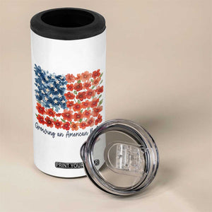 Funny 4th Of July Pregnancy Announcement 4 in 1 Can Cooler Tumbler Growing An American Baby USA Flag Flowers TS11 Print Your Wear