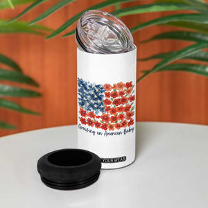 Funny 4th Of July Pregnancy Announcement 4 in 1 Can Cooler Tumbler Growing An American Baby USA Flag Flowers TS11 Print Your Wear
