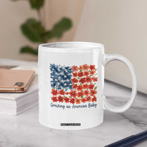 Funny 4th Of July Pregnancy Announcement Coffee Mug Growing An American Baby USA Flag Flowers TS11 Print Your Wear