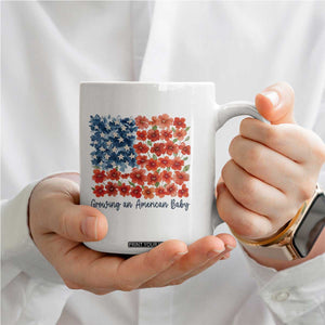 Funny 4th Of July Pregnancy Announcement Coffee Mug Growing An American Baby USA Flag Flowers TS11 Print Your Wear