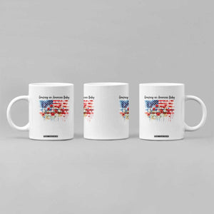 Funny 4th Of July Pregnancy Announcement Coffee Mug Growing An American Baby USA Flag TS11 Print Your Wear