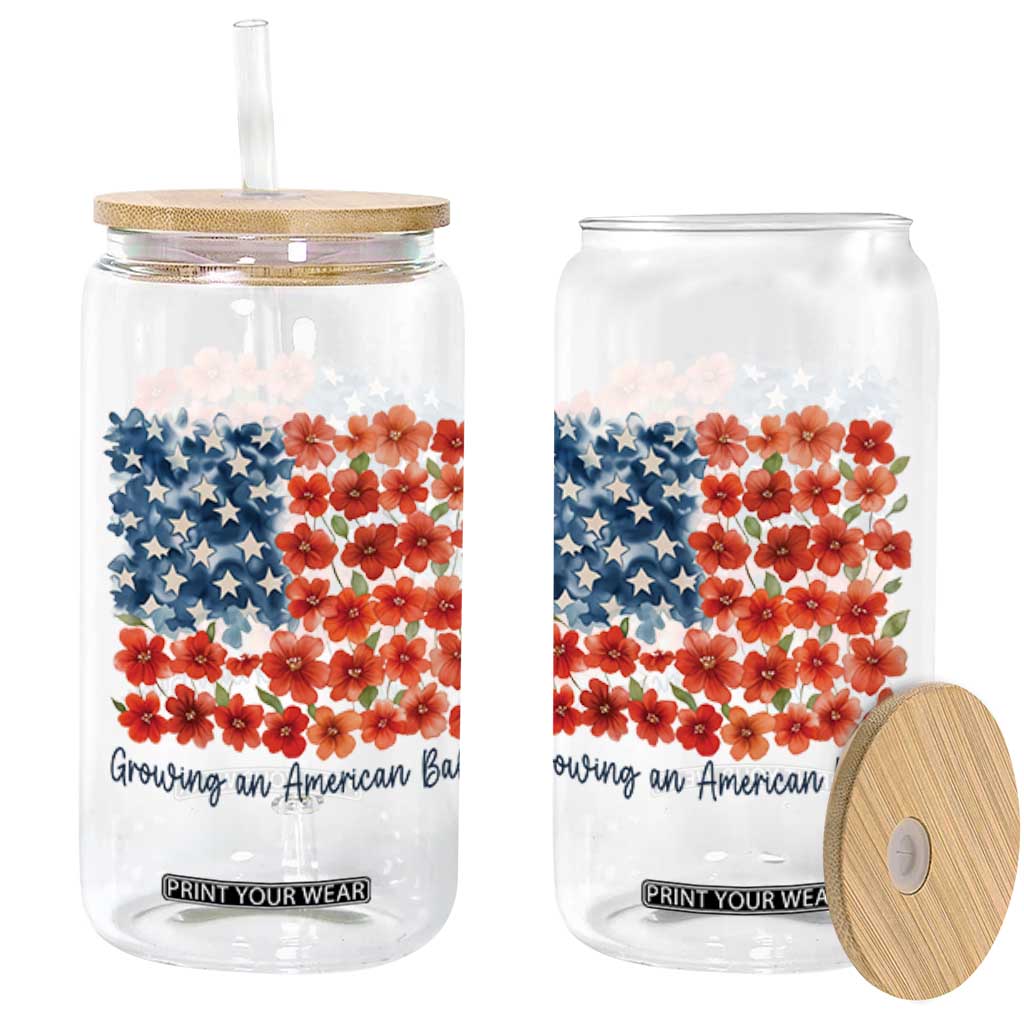 Funny 4th Of July Pregnancy Announcement Glass Can Growing An American Baby USA Flag Flowers TS11 White Print Your Wear