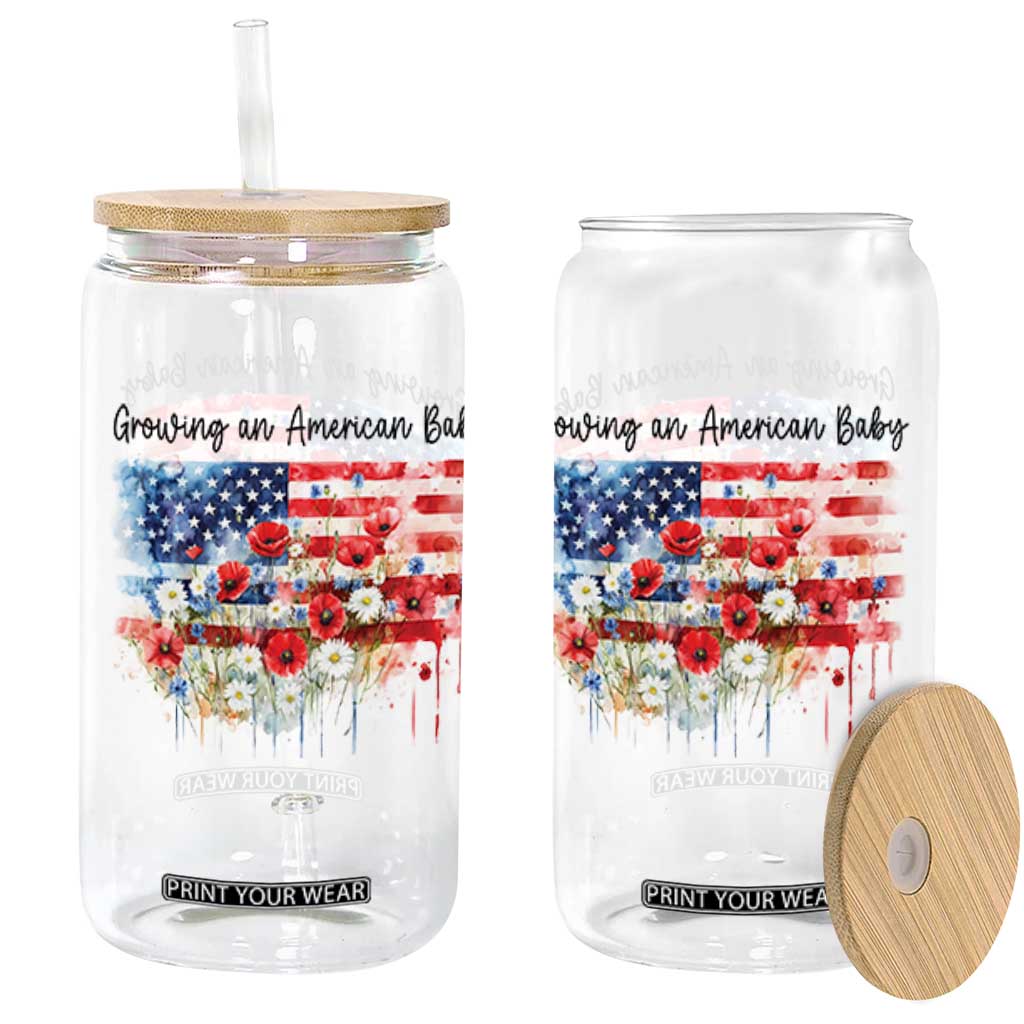 Funny 4th Of July Pregnancy Announcement Glass Can Growing An American Baby USA Flag TS11 White Print Your Wear