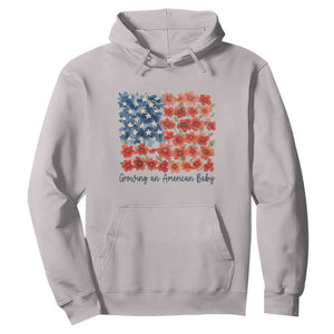 Funny 4th Of July Pregnancy Announcement Hoodie Growing An American Baby USA Flag Flowers TS11 Ice Gray Print Your Wear