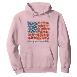 Funny 4th Of July Pregnancy Announcement Hoodie Growing An American Baby USA Flag Flowers TS11 Light Pink Print Your Wear
