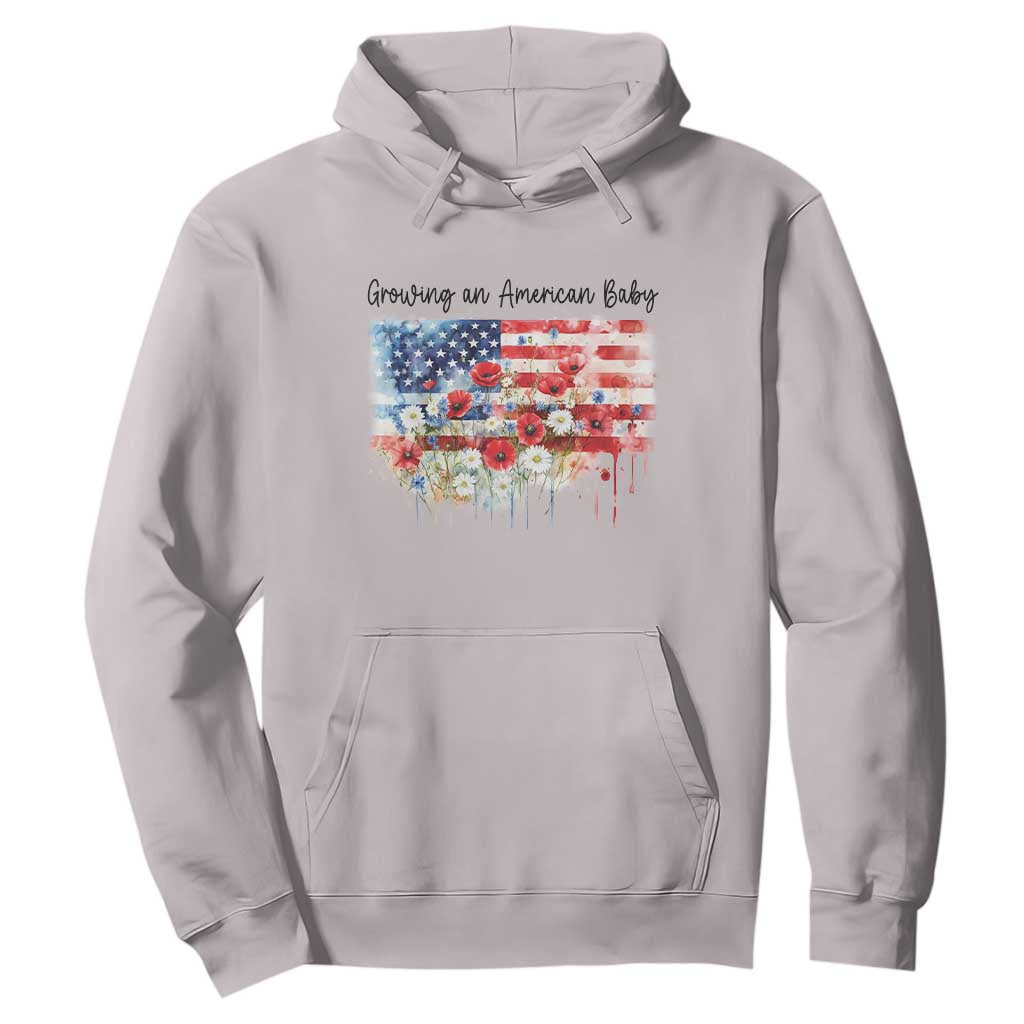 Funny 4th Of July Pregnancy Announcement Hoodie Growing An American Baby USA Flag TS11 Ice Gray Print Your Wear