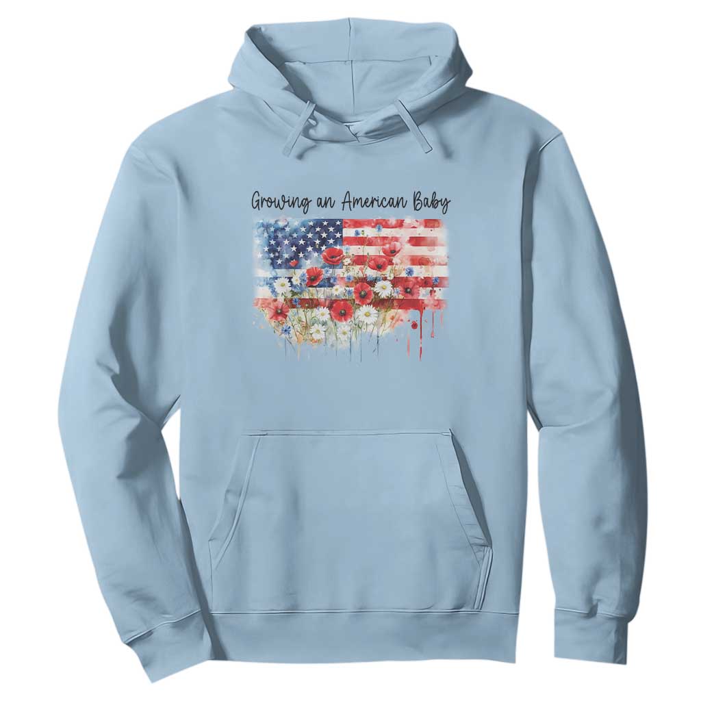 Funny 4th Of July Pregnancy Announcement Hoodie Growing An American Baby USA Flag TS11 Light Blue Print Your Wear