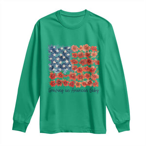 Funny 4th Of July Pregnancy Announcement Long Sleeve Shirt Growing An American Baby USA Flag Flowers TS11 Irish Green Print Your Wear