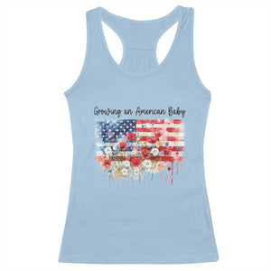 Funny 4th Of July Pregnancy Announcement Racerback Tank Top Growing An American Baby USA Flag TS11 Light Blue Print Your Wear