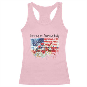 Funny 4th Of July Pregnancy Announcement Racerback Tank Top Growing An American Baby USA Flag TS11 Light Pink Print Your Wear