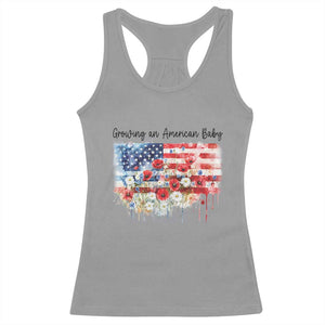 Funny 4th Of July Pregnancy Announcement Racerback Tank Top Growing An American Baby USA Flag TS11 Sport Gray Print Your Wear