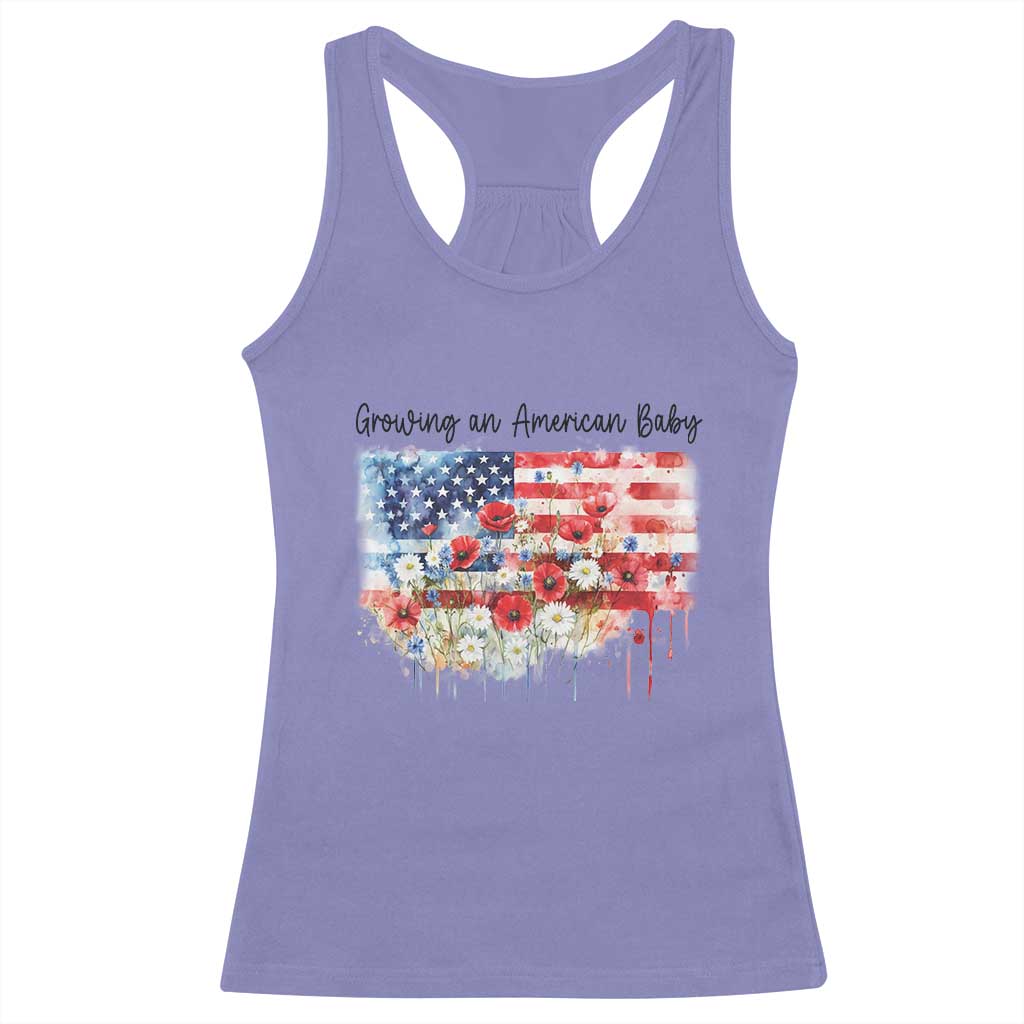 Funny 4th Of July Pregnancy Announcement Racerback Tank Top Growing An American Baby USA Flag TS11 Violet Print Your Wear