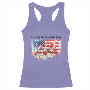 Funny 4th Of July Pregnancy Announcement Racerback Tank Top Growing An American Baby USA Flag TS11 Violet Print Your Wear