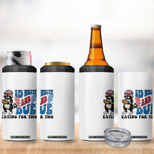 Funny 4th Of July Pregnancy Announcement Racoon 4 in 1 Can Cooler Tumbler Red White And Due Eating For Two TS11 Print Your Wear
