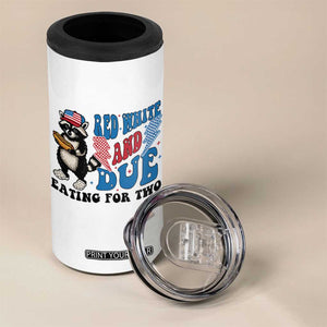 Funny 4th Of July Pregnancy Announcement Racoon 4 in 1 Can Cooler Tumbler Red White And Due Eating For Two TS11 Print Your Wear