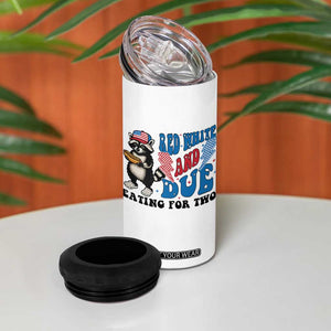 Funny 4th Of July Pregnancy Announcement Racoon 4 in 1 Can Cooler Tumbler Red White And Due Eating For Two TS11 Print Your Wear