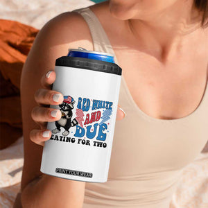 Funny 4th Of July Pregnancy Announcement Racoon 4 in 1 Can Cooler Tumbler Red White And Due Eating For Two TS11 Print Your Wear