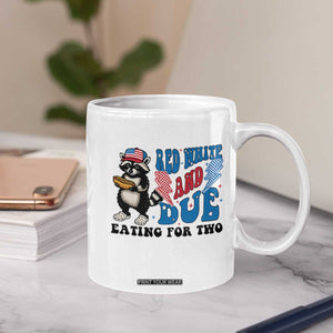 Funny 4th Of July Pregnancy Announcement Racoon Coffee Mug Red White And Due Eating For Two TS11 Print Your Wear