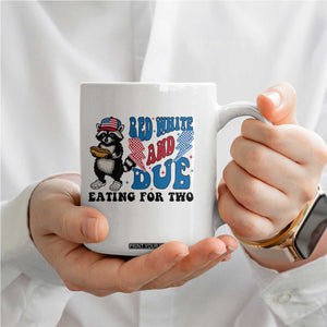 Funny 4th Of July Pregnancy Announcement Racoon Coffee Mug Red White And Due Eating For Two TS11 Print Your Wear