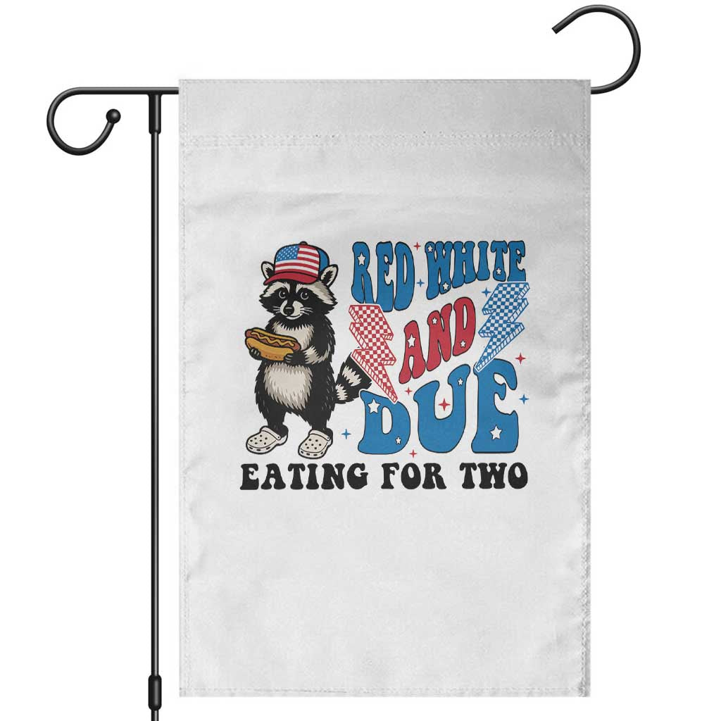 Funny 4th Of July Pregnancy Announcement Racoon Garden Flag Red White And Due Eating For Two TS11 White Print Your Wear