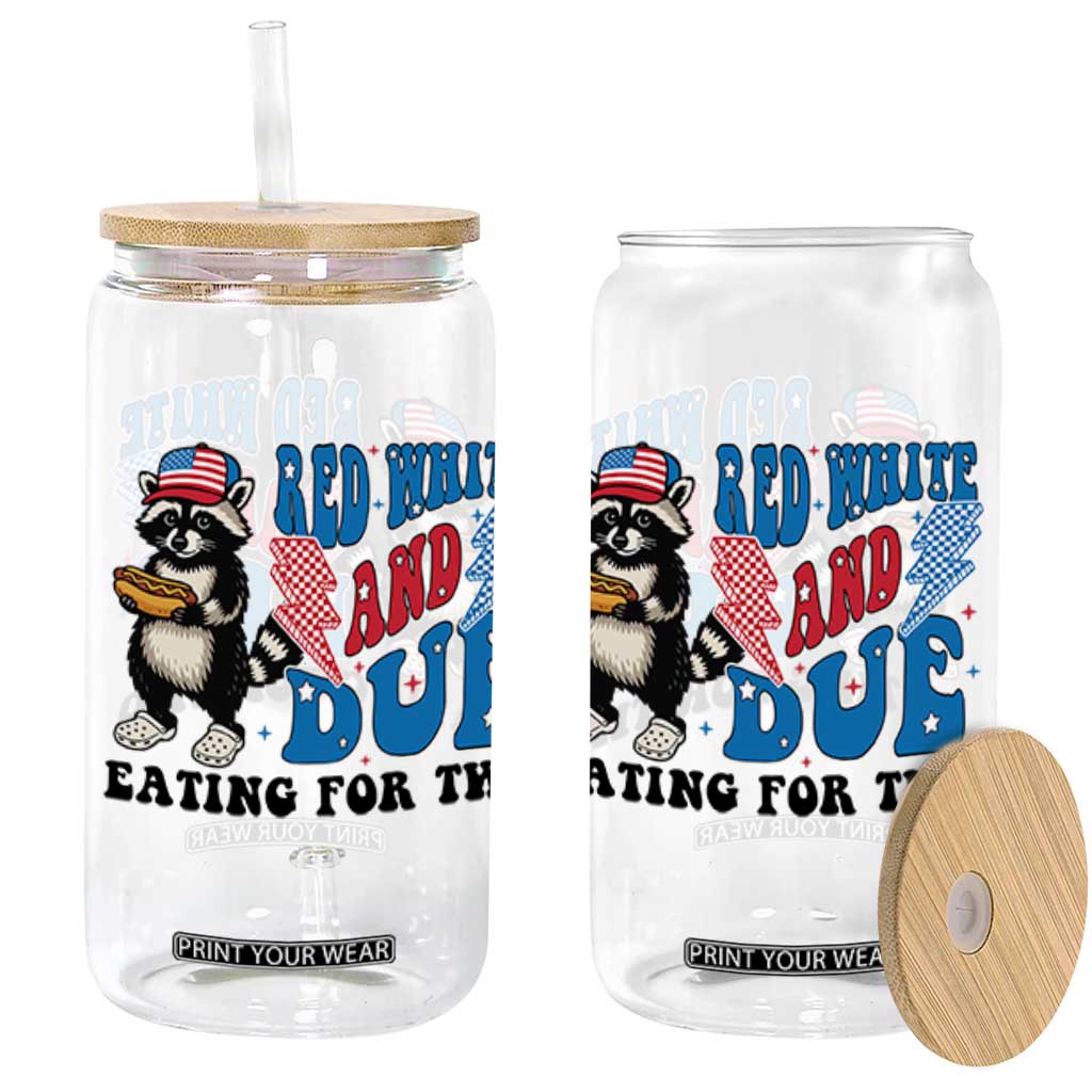 Funny 4th Of July Pregnancy Announcement Racoon Glass Can Red White And Due Eating For Two TS11 White Print Your Wear
