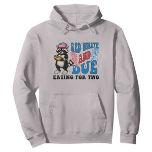 Funny 4th Of July Pregnancy Announcement Racoon Hoodie Red White And Due Eating For Two TS11 Ice Gray Print Your Wear