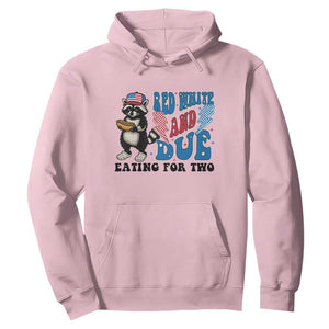 Funny 4th Of July Pregnancy Announcement Racoon Hoodie Red White And Due Eating For Two TS11 Light Pink Print Your Wear
