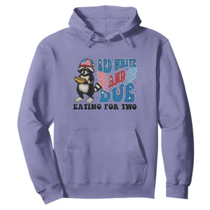 Funny 4th Of July Pregnancy Announcement Racoon Hoodie Red White And Due Eating For Two TS11 Violet Print Your Wear