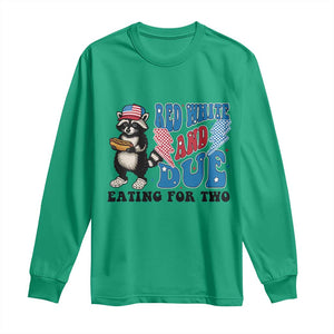 Funny 4th Of July Pregnancy Announcement Racoon Long Sleeve Shirt Red White And Due Eating For Two TS11 Irish Green Print Your Wear