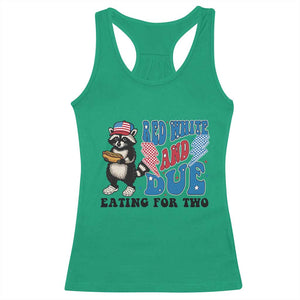 Funny 4th Of July Pregnancy Announcement Racoon Racerback Tank Top Red White And Due Eating For Two TS11 Irish Green Print Your Wear