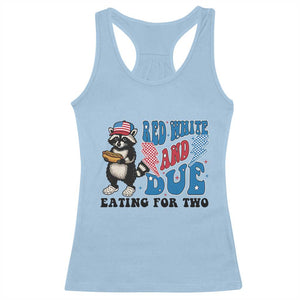 Funny 4th Of July Pregnancy Announcement Racoon Racerback Tank Top Red White And Due Eating For Two TS11 Light Blue Print Your Wear