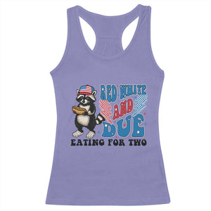 Funny 4th Of July Pregnancy Announcement Racoon Racerback Tank Top Red White And Due Eating For Two TS11 Violet Print Your Wear