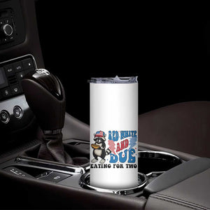 Funny 4th Of July Pregnancy Announcement Racoon Skinny Tumbler Red White And Due Eating For Two TS11 Print Your Wear