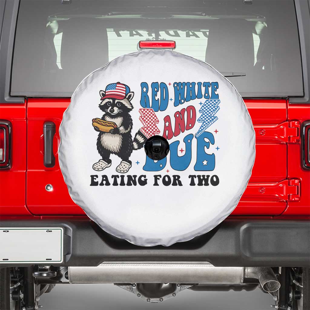 Funny 4th Of July Pregnancy Announcement Racoon Spare Tire Cover Red White And Due Eating For Two TS11 White Print Your Wear