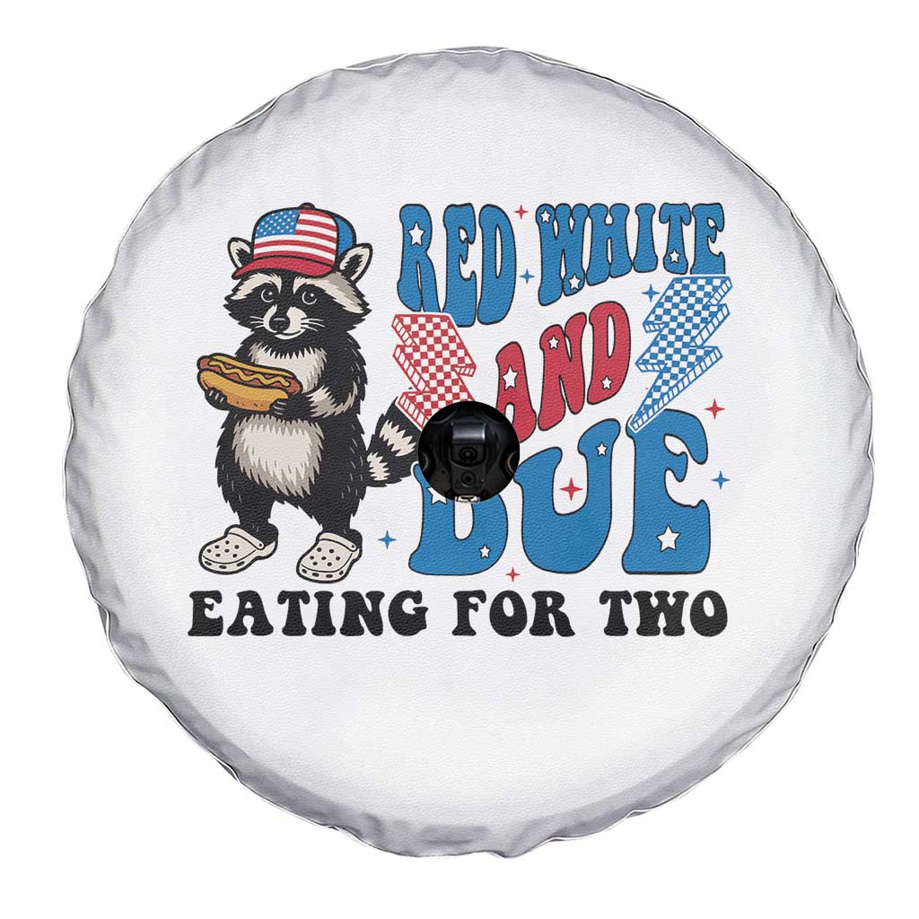 Funny 4th Of July Pregnancy Announcement Racoon Spare Tire Cover Red White And Due Eating For Two TS11 Print Your Wear