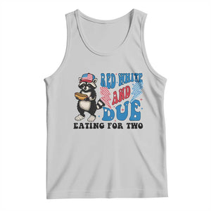 Funny 4th Of July Pregnancy Announcement Racoon Tank Top Red White And Due Eating For Two TS11 Ash Print Your Wear
