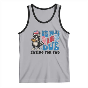 Funny 4th Of July Pregnancy Announcement Racoon Tank Top Red White And Due Eating For Two TS11 Athletic Heather Black Print Your Wear