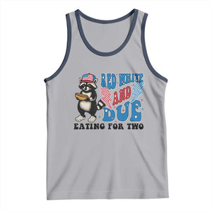 Funny 4th Of July Pregnancy Announcement Racoon Tank Top Red White And Due Eating For Two TS11 Athletic Heather Navy Print Your Wear