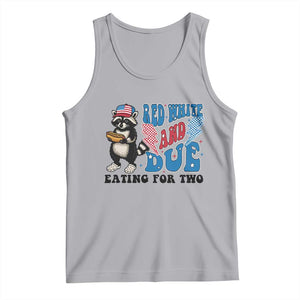 Funny 4th Of July Pregnancy Announcement Racoon Tank Top Red White And Due Eating For Two TS11 Athletic Heather Print Your Wear