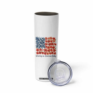 Funny 4th Of July Pregnancy Announcement Skinny Tumbler Growing An American Baby USA Flag Flowers TS11 Print Your Wear