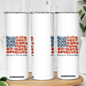 Funny 4th Of July Pregnancy Announcement Skinny Tumbler Growing An American Baby USA Flag Flowers TS11 Print Your Wear