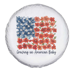 Funny 4th Of July Pregnancy Announcement Spare Tire Cover Growing An American Baby USA Flag Flowers TS11 Print Your Wear
