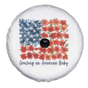 Funny 4th Of July Pregnancy Announcement Spare Tire Cover Growing An American Baby USA Flag Flowers TS11 Print Your Wear