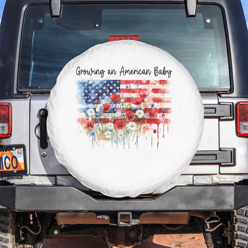 Funny 4th Of July Pregnancy Announcement Spare Tire Cover Growing An American Baby USA Flag TS11 No hole White Print Your Wear
