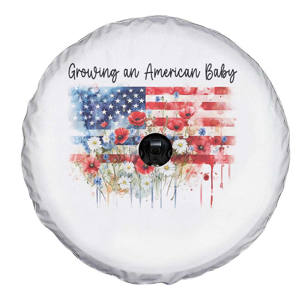 Funny 4th Of July Pregnancy Announcement Spare Tire Cover Growing An American Baby USA Flag TS11 Print Your Wear