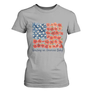 Funny 4th Of July Pregnancy Announcement T Shirt For Women Growing An American Baby USA Flag Flowers TS11 Sport Gray Print Your Wear