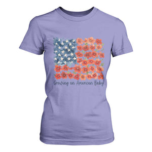 Funny 4th Of July Pregnancy Announcement T Shirt For Women Growing An American Baby USA Flag Flowers TS11 Violet Print Your Wear